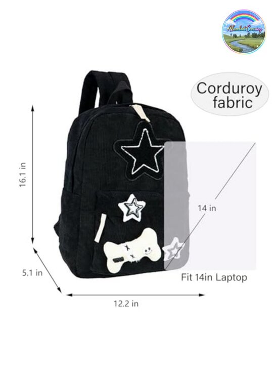 Y2K Star Pattern Corduroy Laptop Backpack Daypack for Teens main image 5